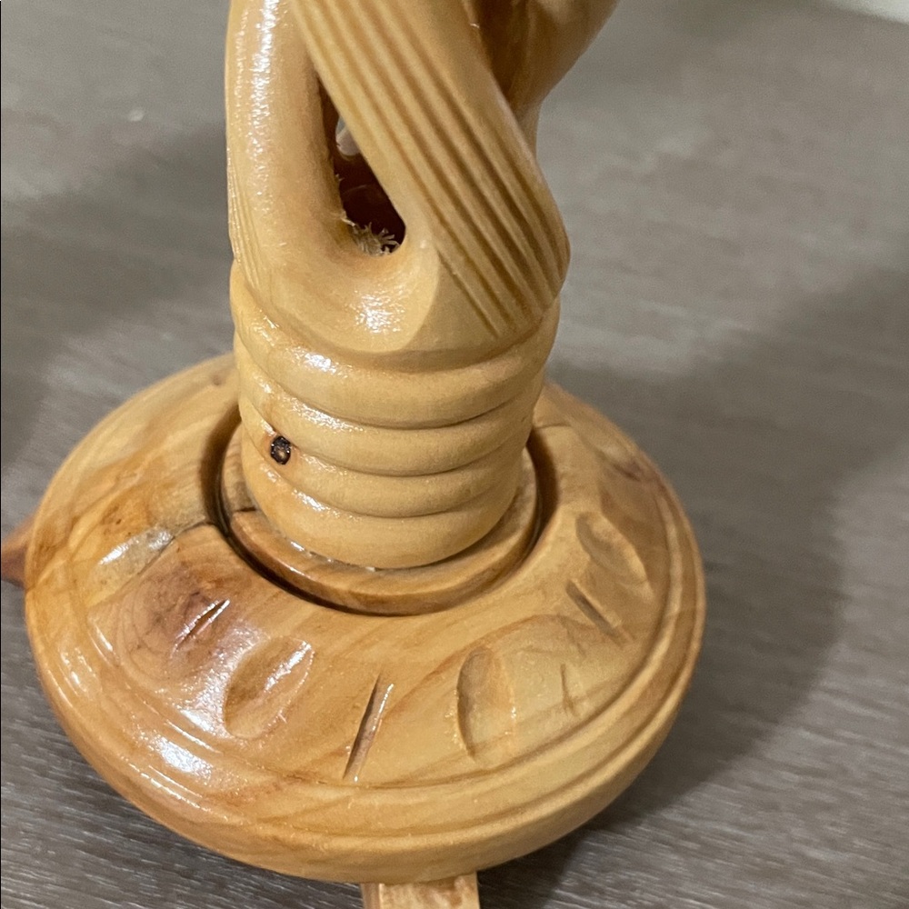 Artisan Twisted Wooden Candle Holders - Tan - Picture 5 of 13